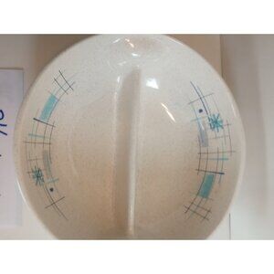 Atomic Oasis Franciscan Earthenware White Blue Serving Bowl - app. 8-1/4"